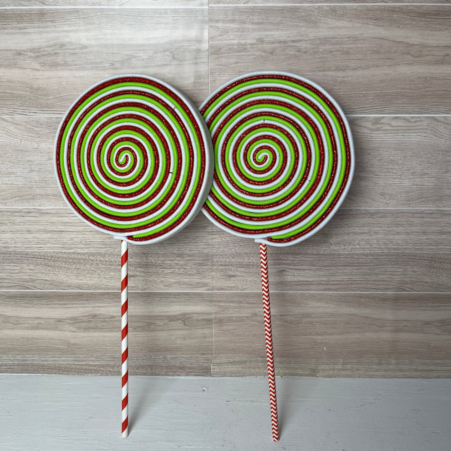 XL Lime Green, Red, White Lollipops With stick (2)