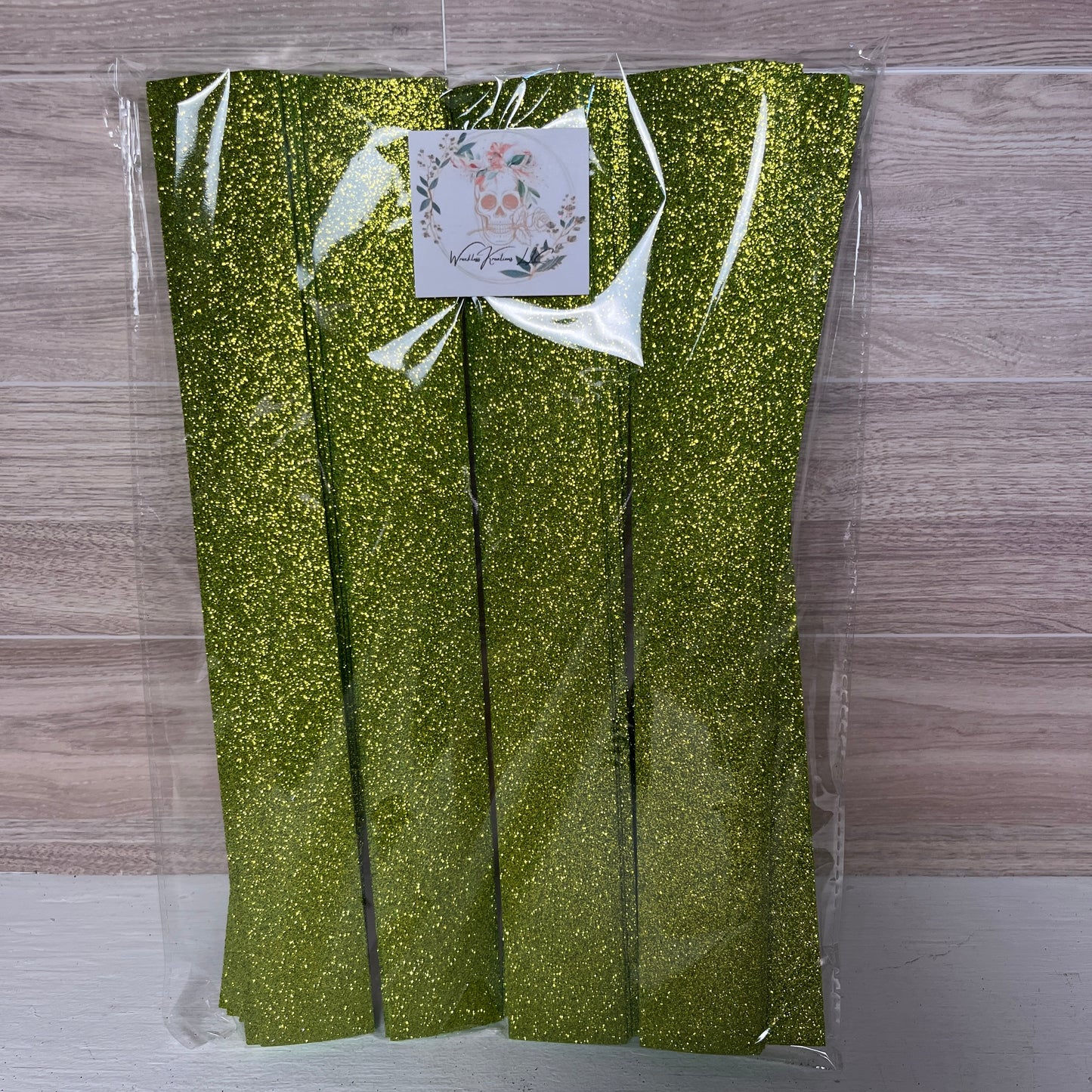Pre-Cut Self Adhesive Glitter Foam Strips (25) Lime Green