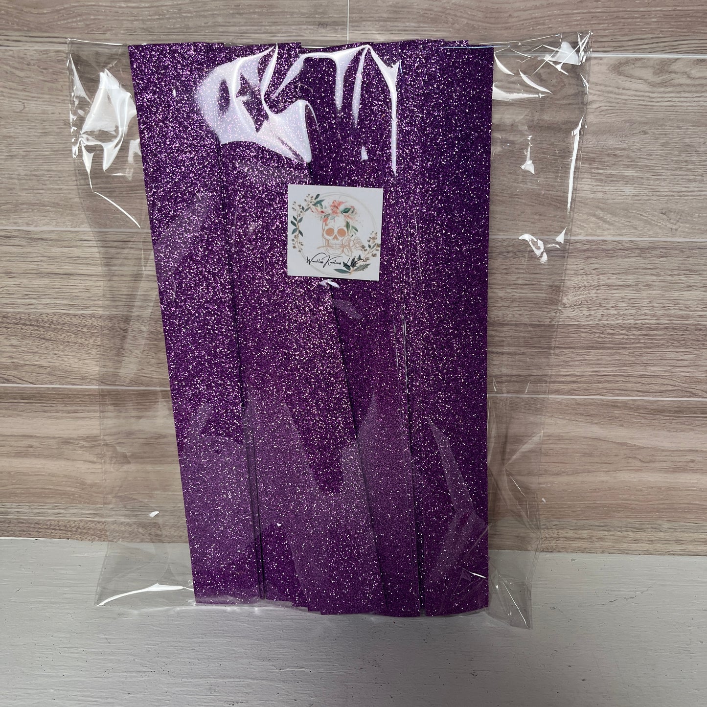 Pre-Cut Self Adhesive Glitter Foam Strips (25) Purple