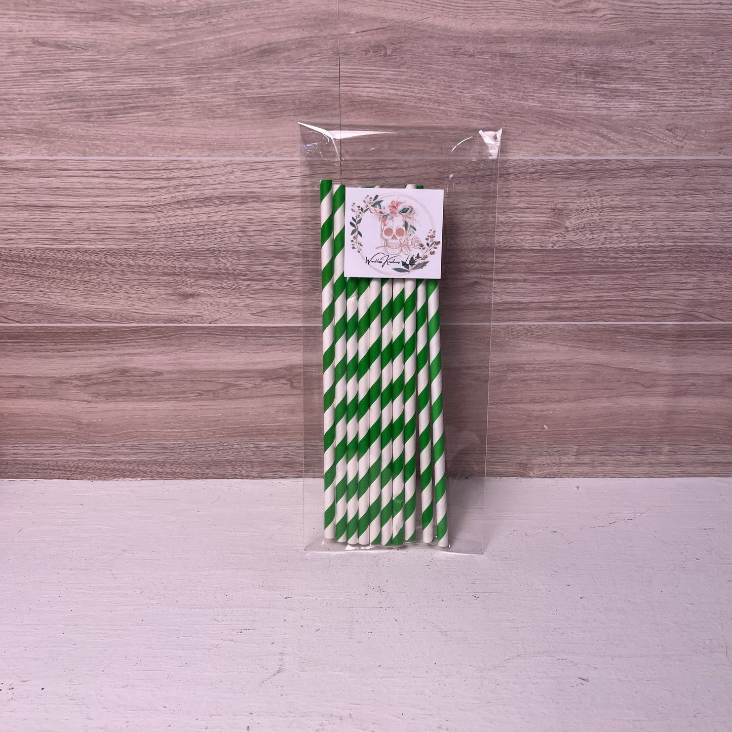 Paper Straws (10 pack) Green and white