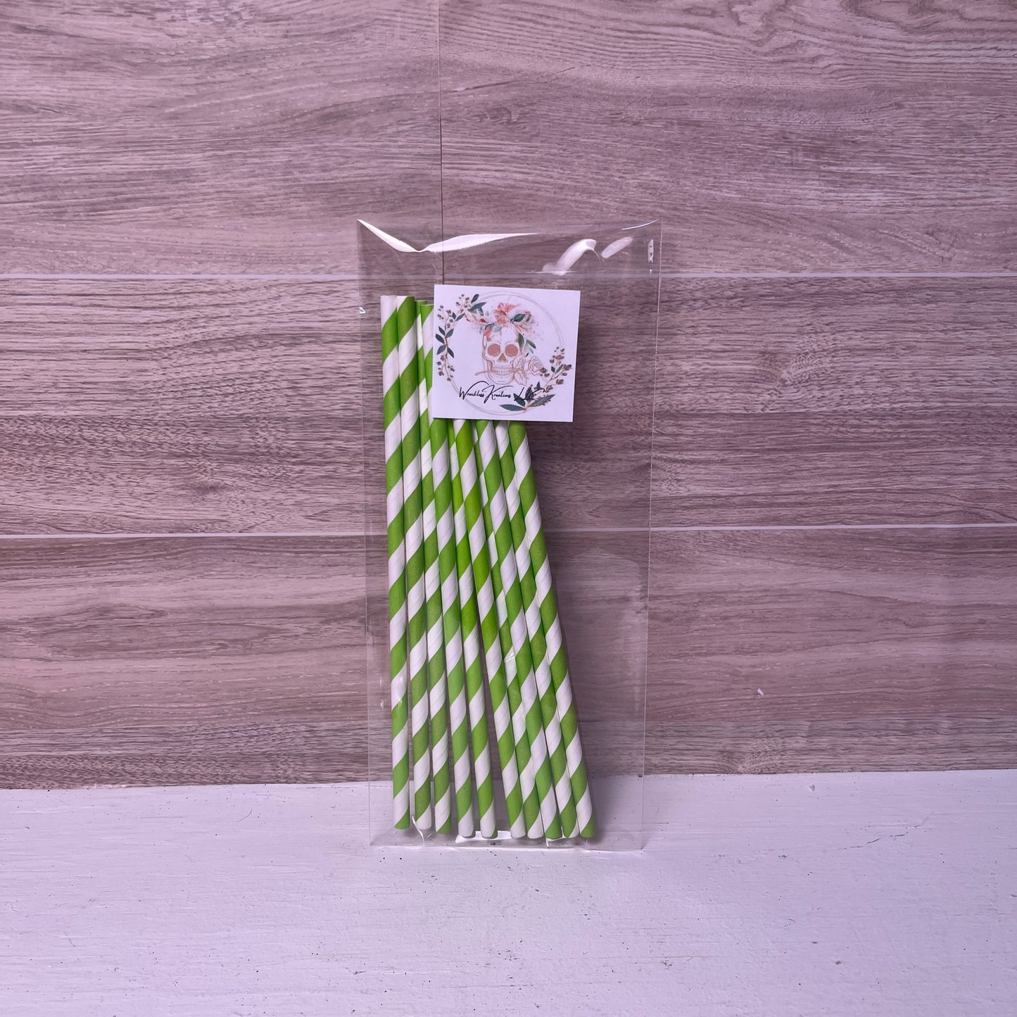 Paper Straws (10 pack) Lime Green and white