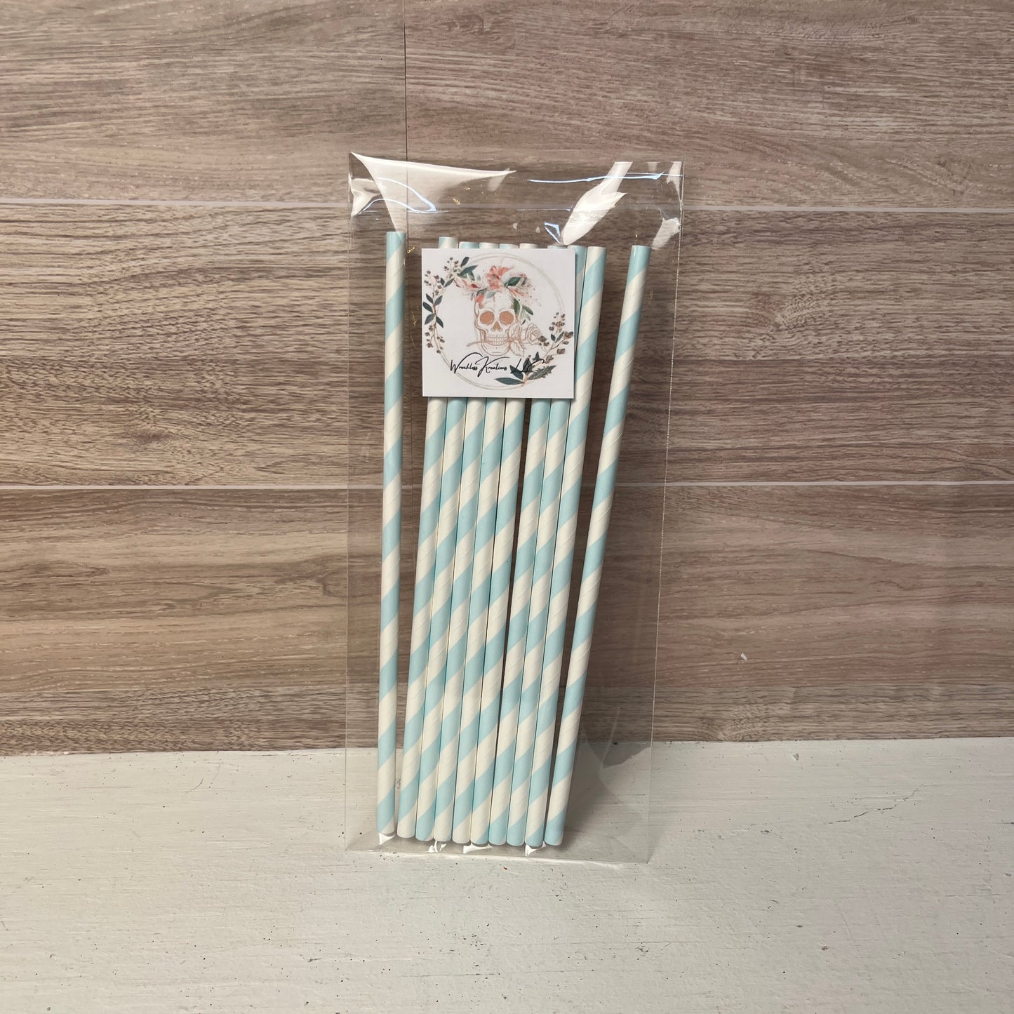 Paper Straws (10 pack) Ice Blue and White