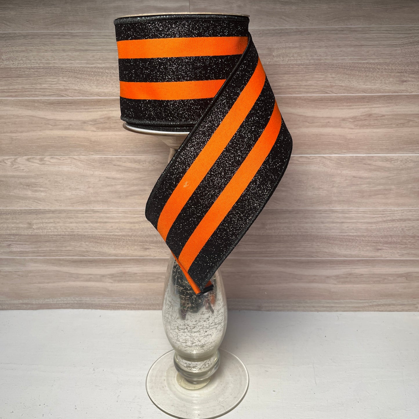 4X10YD Halloween Vertical Stripes Orange and Black