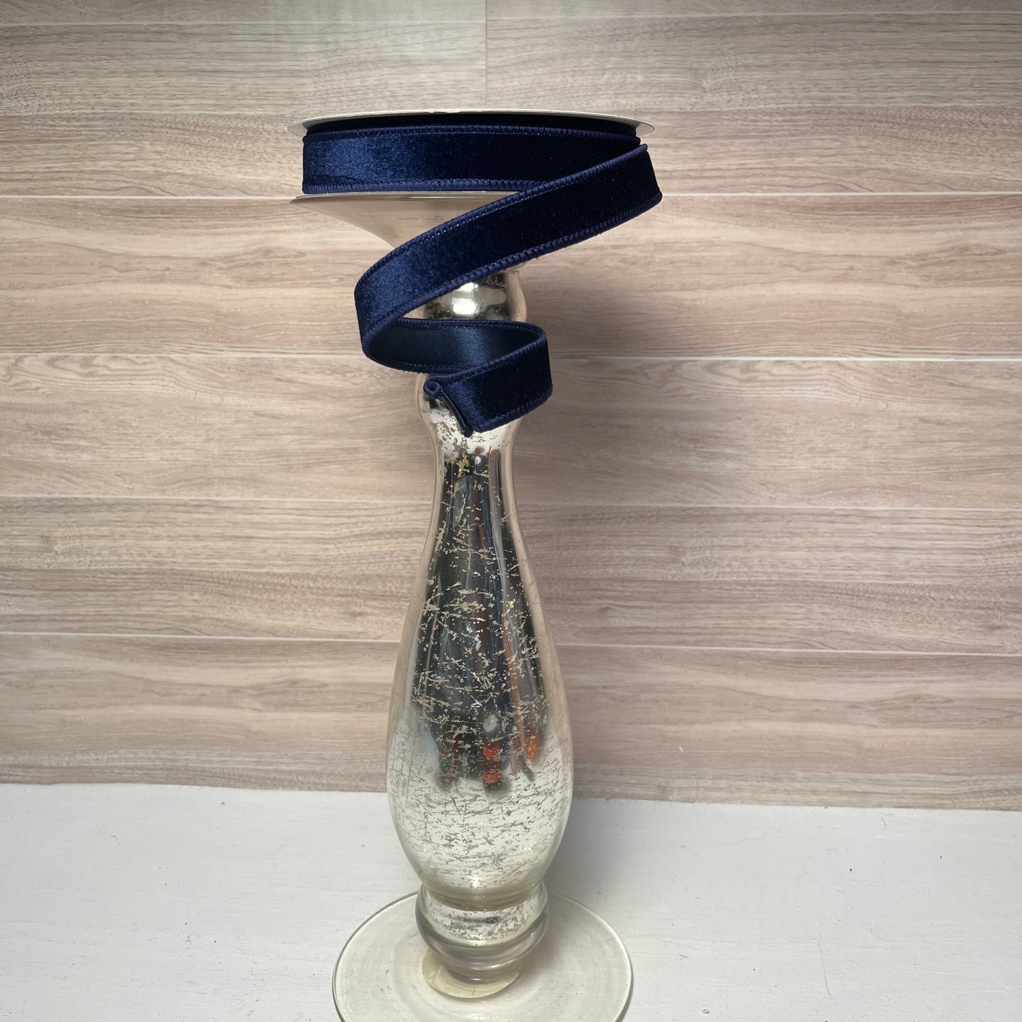 7/8"X10YD Velvet with Satin Back- Navy Blue