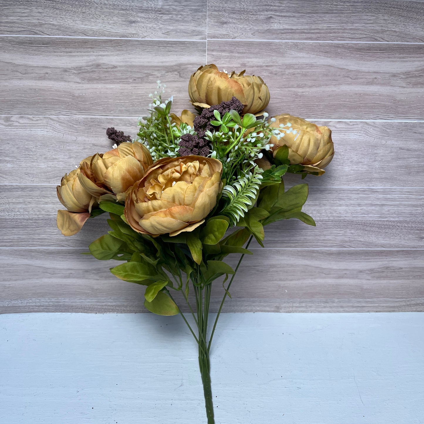 Coffee Brown Passionate Peony W/ Foliage Bush (13stem)