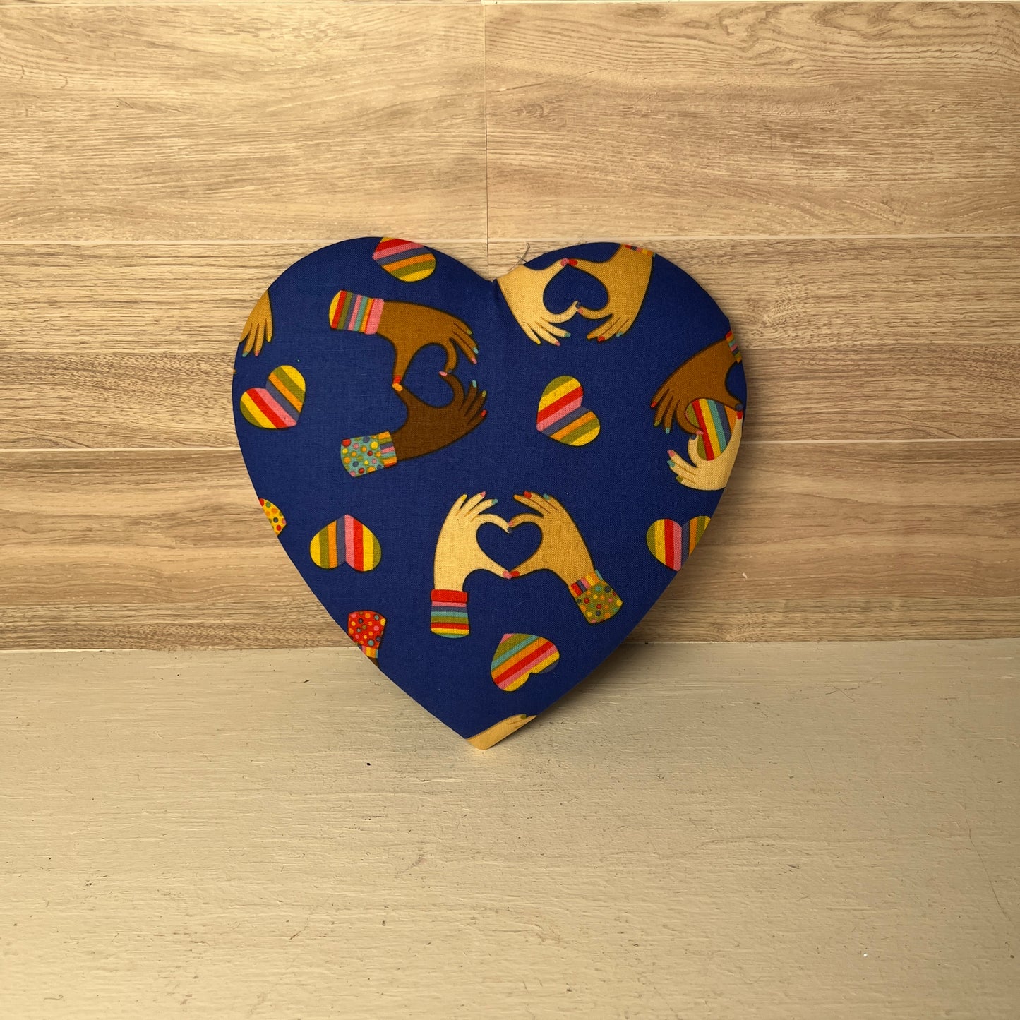 8.5" Colorful Hands on Blue Heart Attachment