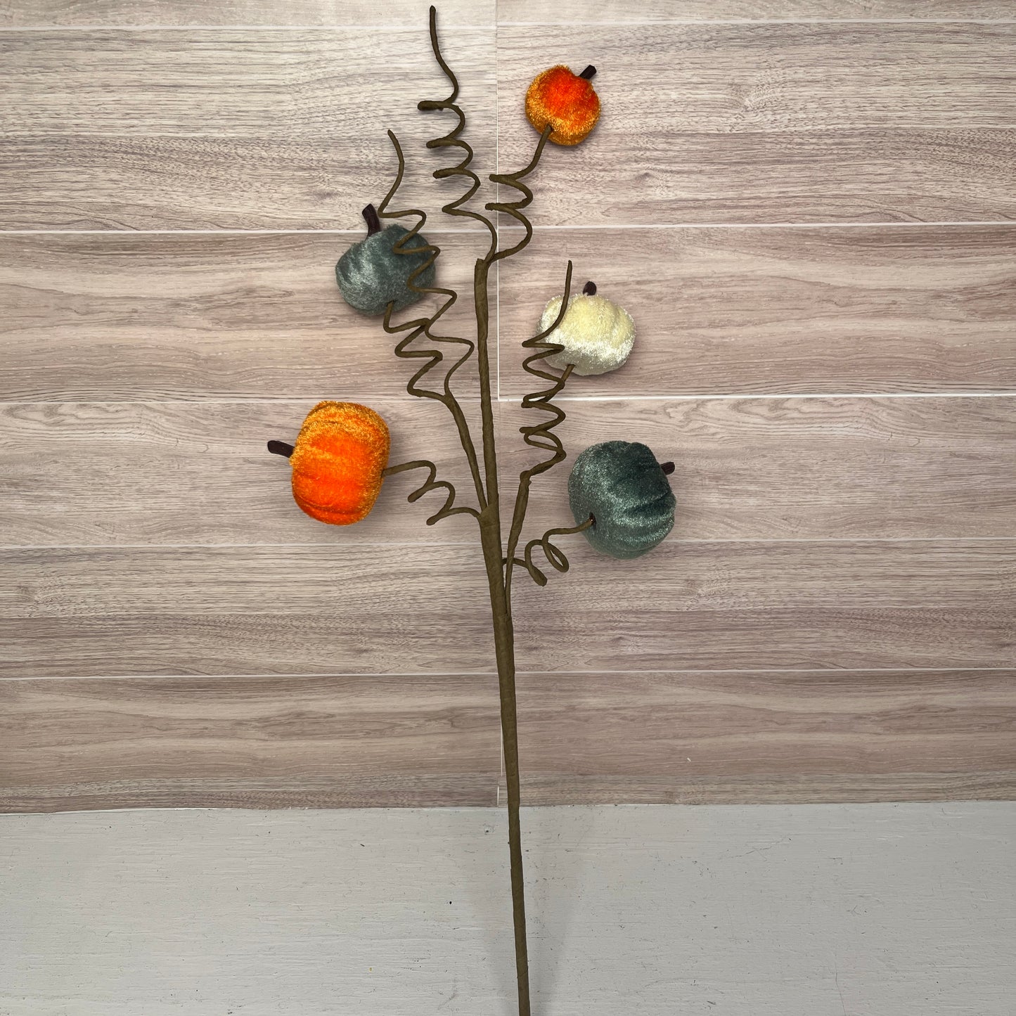23"L VELVET PUMPKIN SPRAY X5- Sage Orange Cream