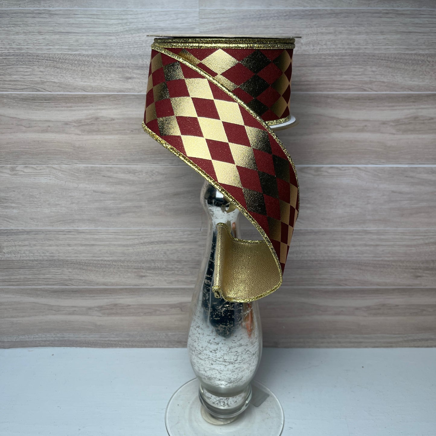 2.5"X10YD Metallic HARLEQUIN/FUSED Burgundy and Gold