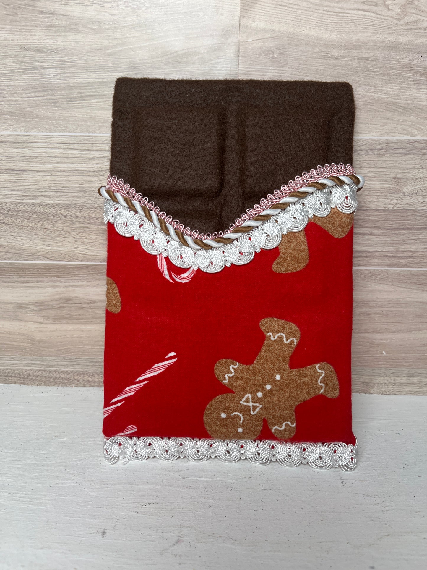 Faux Chocolate Candy Bar - Pink Gingerbread Pink, White, Red w/trim