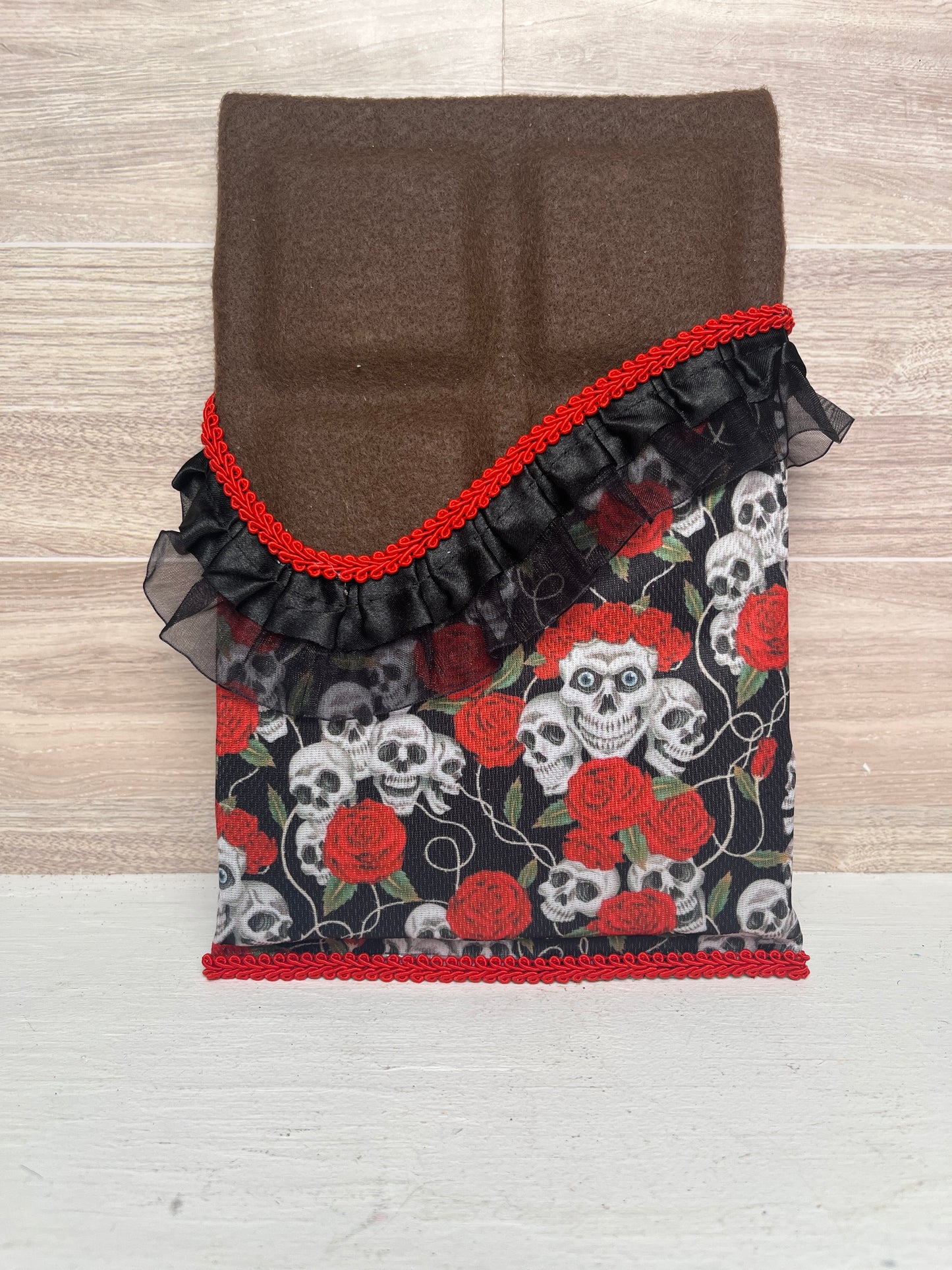 Faux Chocolate Candy Bar - Skulls, Red Roses & Black Trim