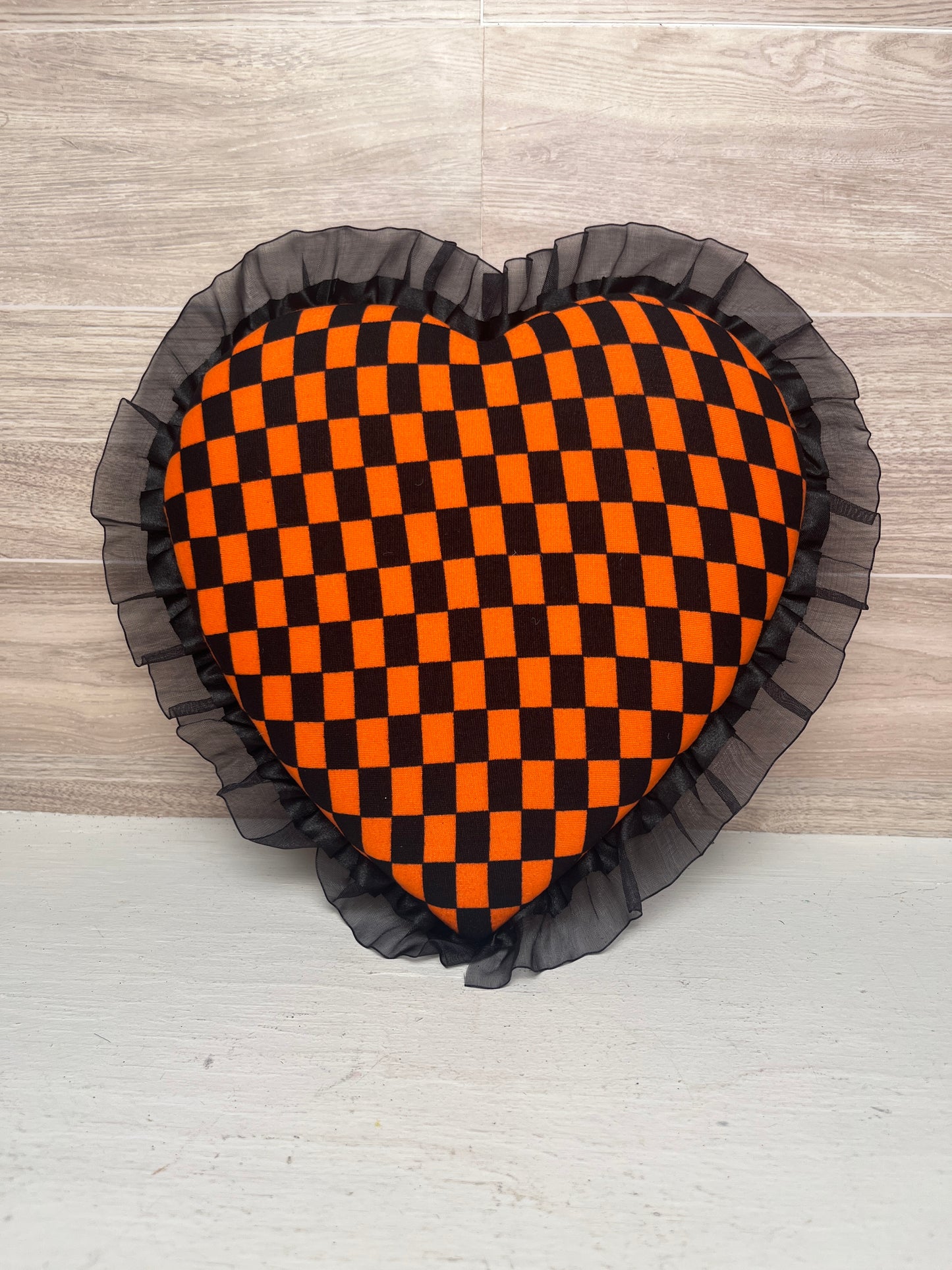 8.5" Orange and Black Checker Heart Attachment
