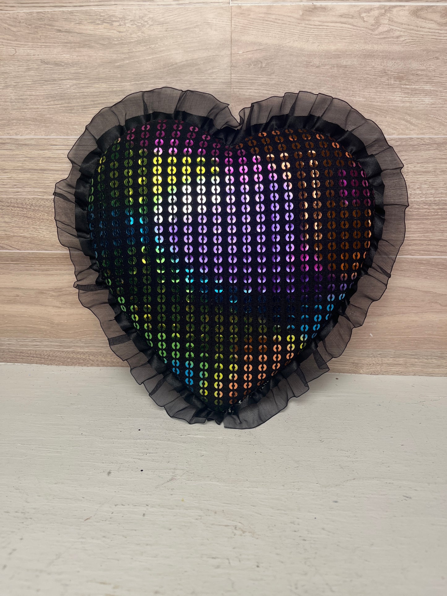 8.5" Halloween Sequin Glam Multi-Color Heart Attachment
