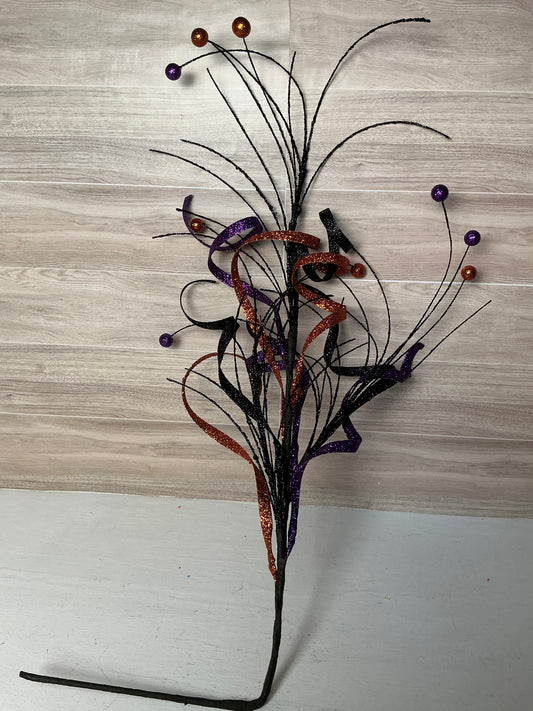 33"L GLTTR CURL/MONOFILAMENT BALL SPRAY Black Purple Orange