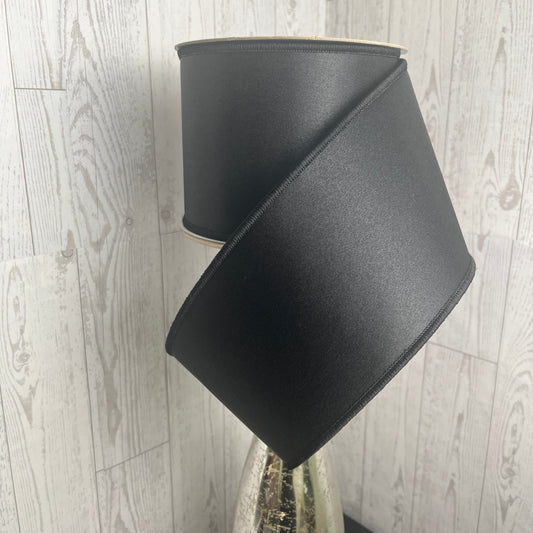 4"X10YD SATIN FUSED- Black White