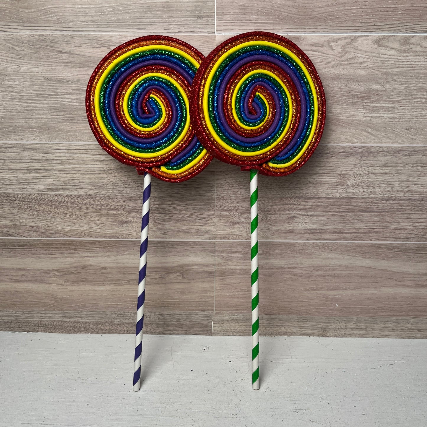 Rainbow Foam Lollipops (2) Traditional size