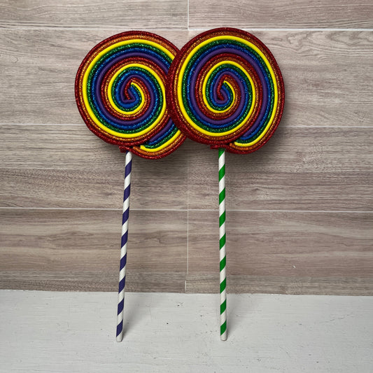 Rainbow Foam Lollipops (2) Traditional size