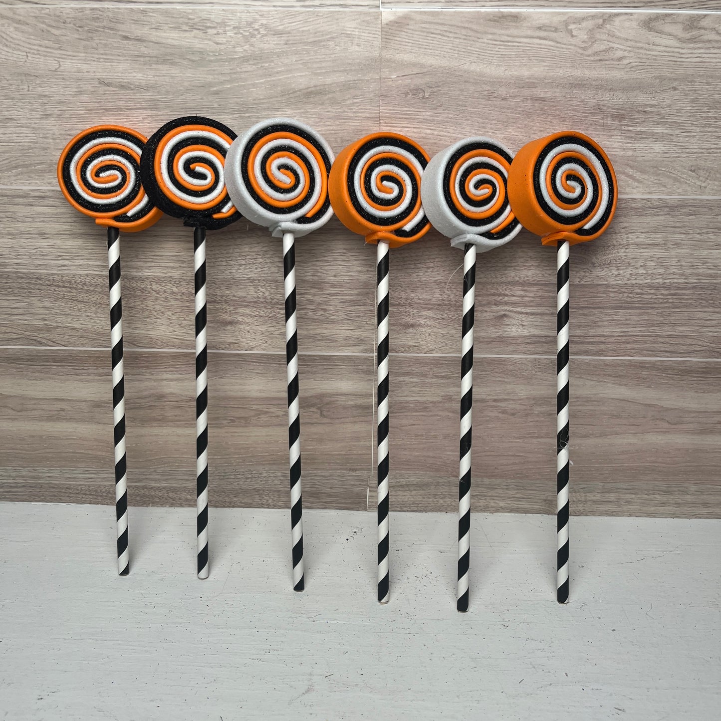 Orange, White, Black MINI Foam Lollipops (6) (Copy)