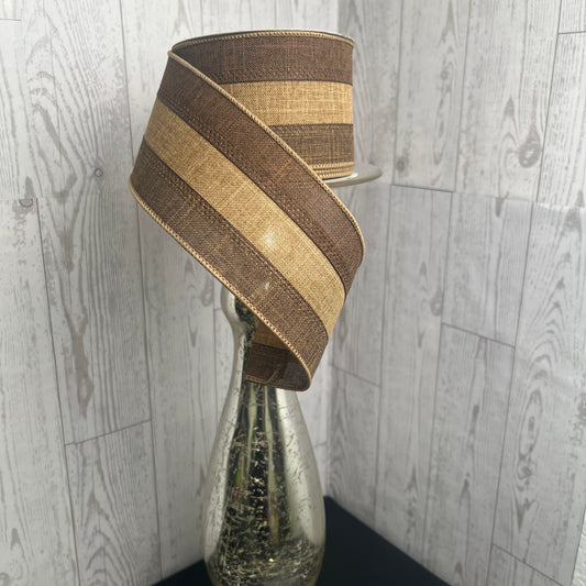 2.5"X10YD 3 COLOR 3-IN-1 ROYAL BURLAP Brown Tan Dark Brown