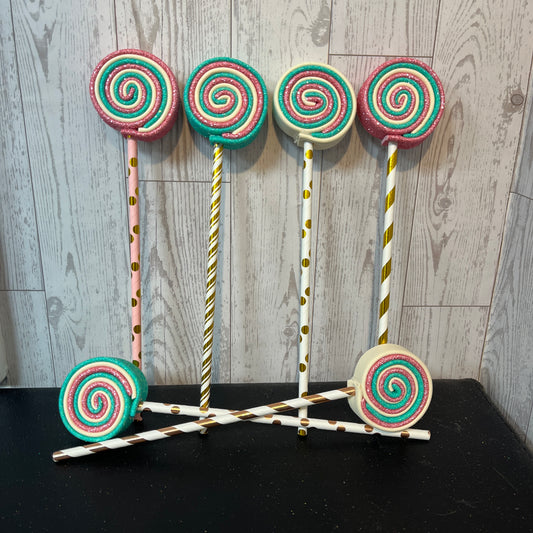 Mint Green, light pink & cream MINI Foam Lollipops (6)