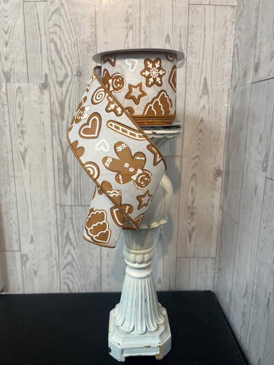2.5"X10YD GINGERBREAD White, Brown, Tan