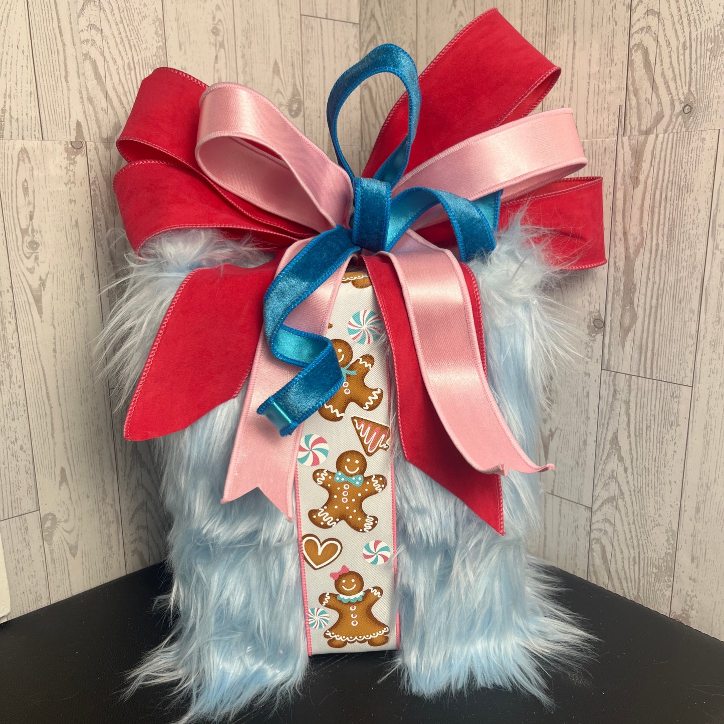 Pre-Order Light Blue & Pink Gingerbread pink pastel & hot pink Furry Gift Box Prop