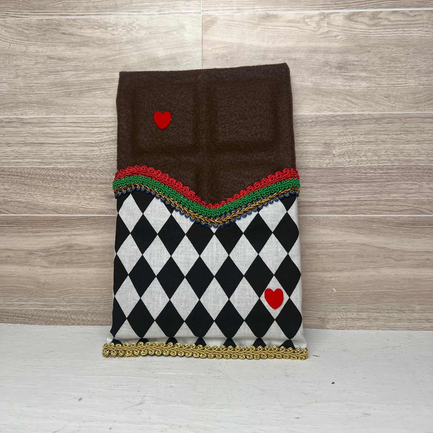 Faux Chocolate Candy Bar - Nutcracker Themed 2 mini hearts with Trim