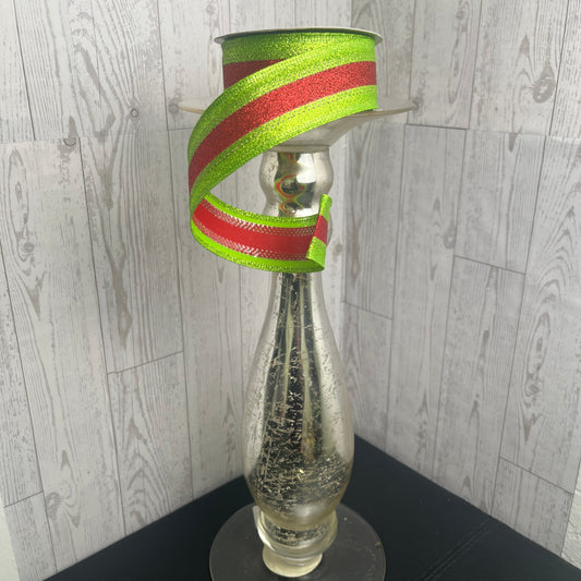 1.5"X10YD 3-IN-1 SHIMMER GLITTER Lime Green Red
