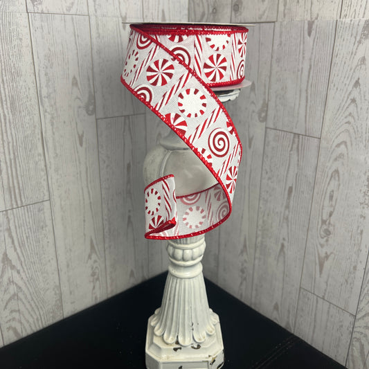 1.5"X10YD PEPPERMINT STRIPES- Red and White