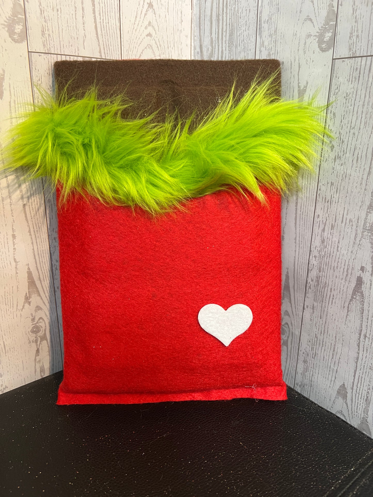 Faux Chocolate Candy Bar - Red, Lime w/fur trim & heart