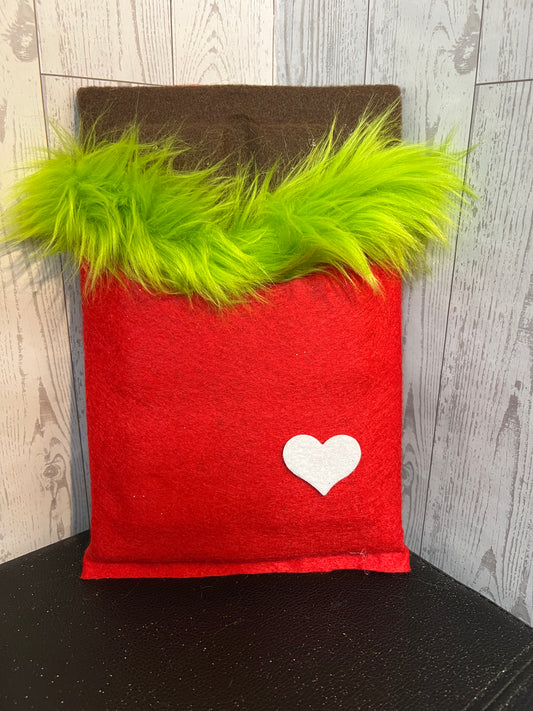 Faux Chocolate Candy Bar - Red, Lime w/fur trim & heart