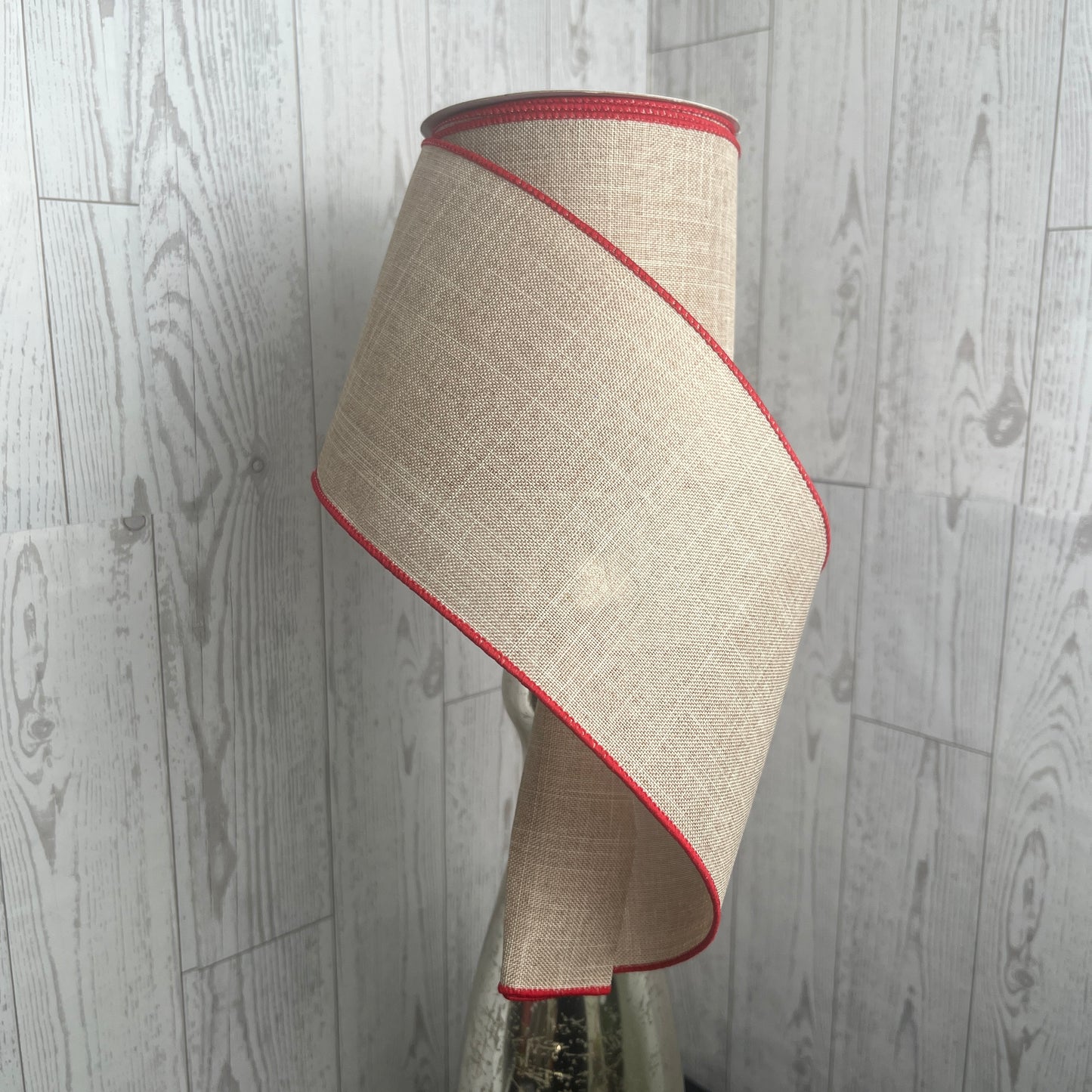 4"X10YD ROYAL BURLAP Natural/Red