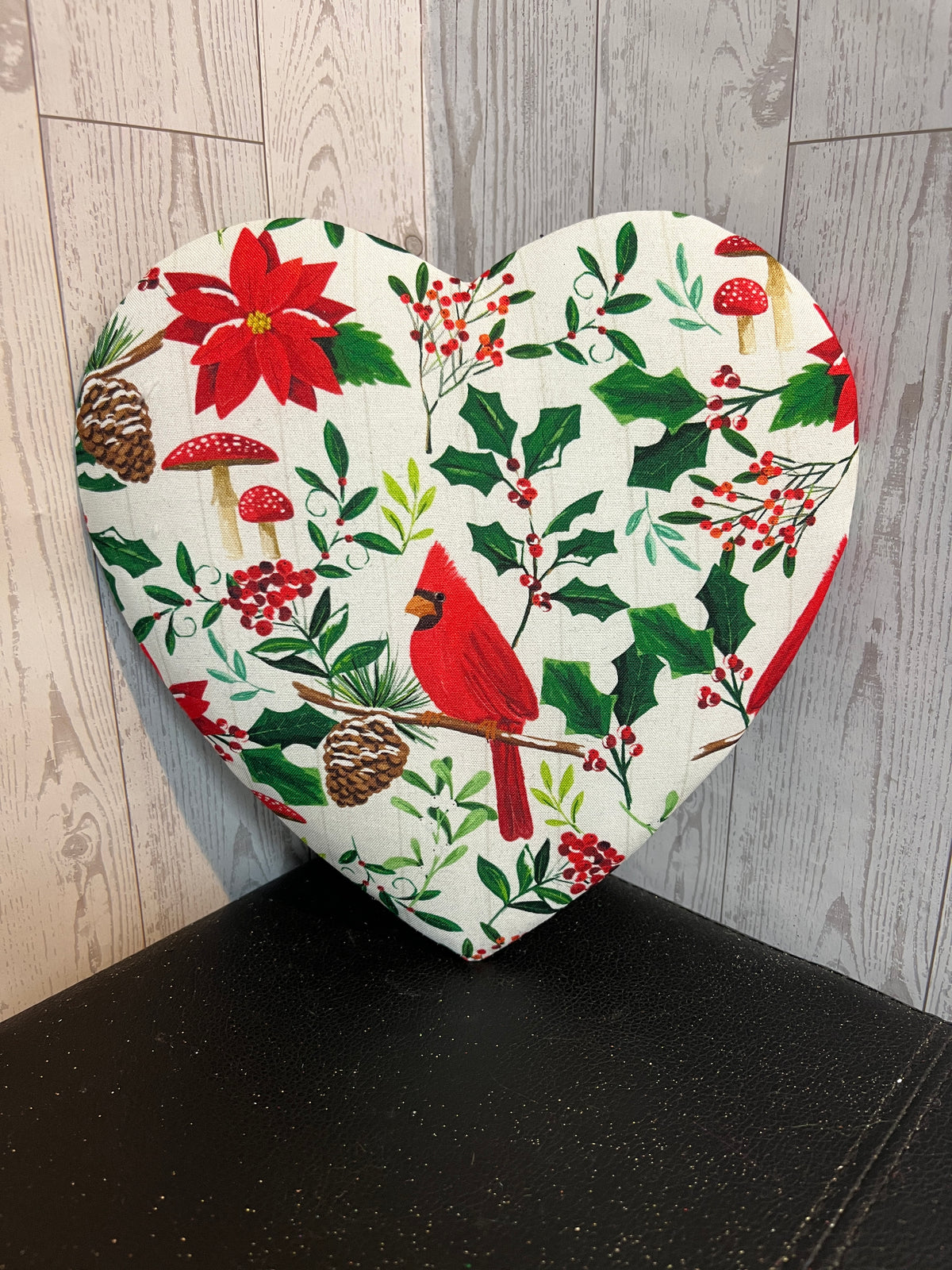 8.5" Red Cardinal Christmas Heart Attachment
