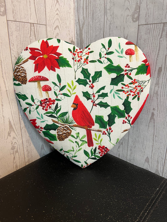 8.5" Red Cardinal Christmas Heart Attachment