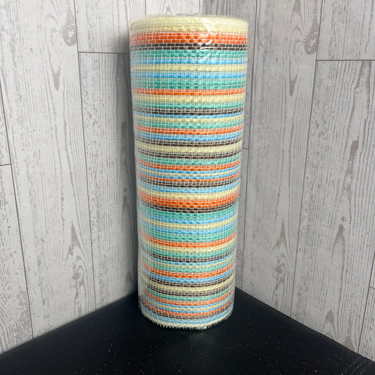 Fall Themed Mesh , teal, cream, brown, orange