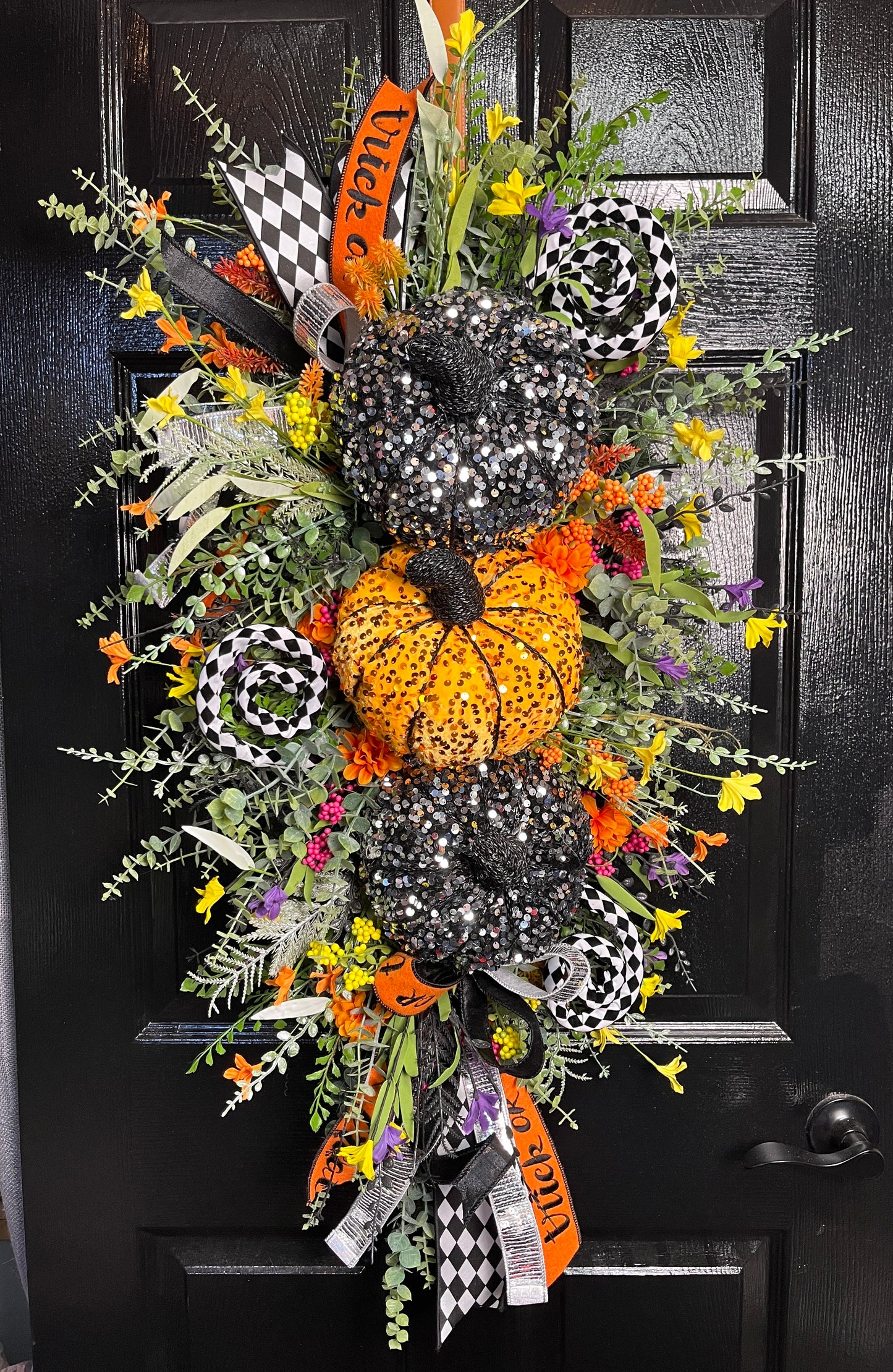 3 Tier Glam Sequin pumpkin Teardrop swag