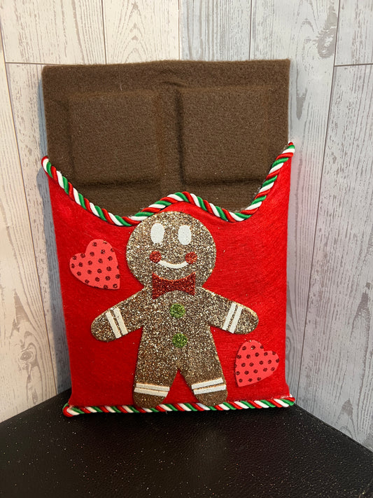 Faux Chocolate Candy Bar - Gingerbread Man White, Red, Green w/trim