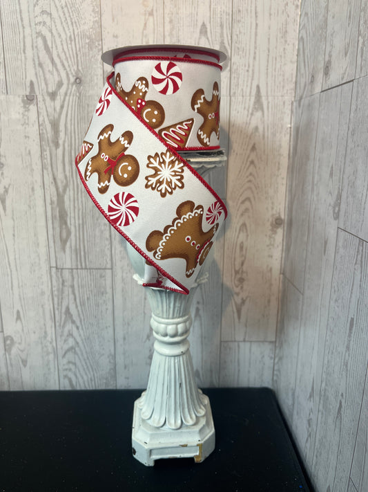 2.5"X10YD GINGERBREAD White, Red, Brown