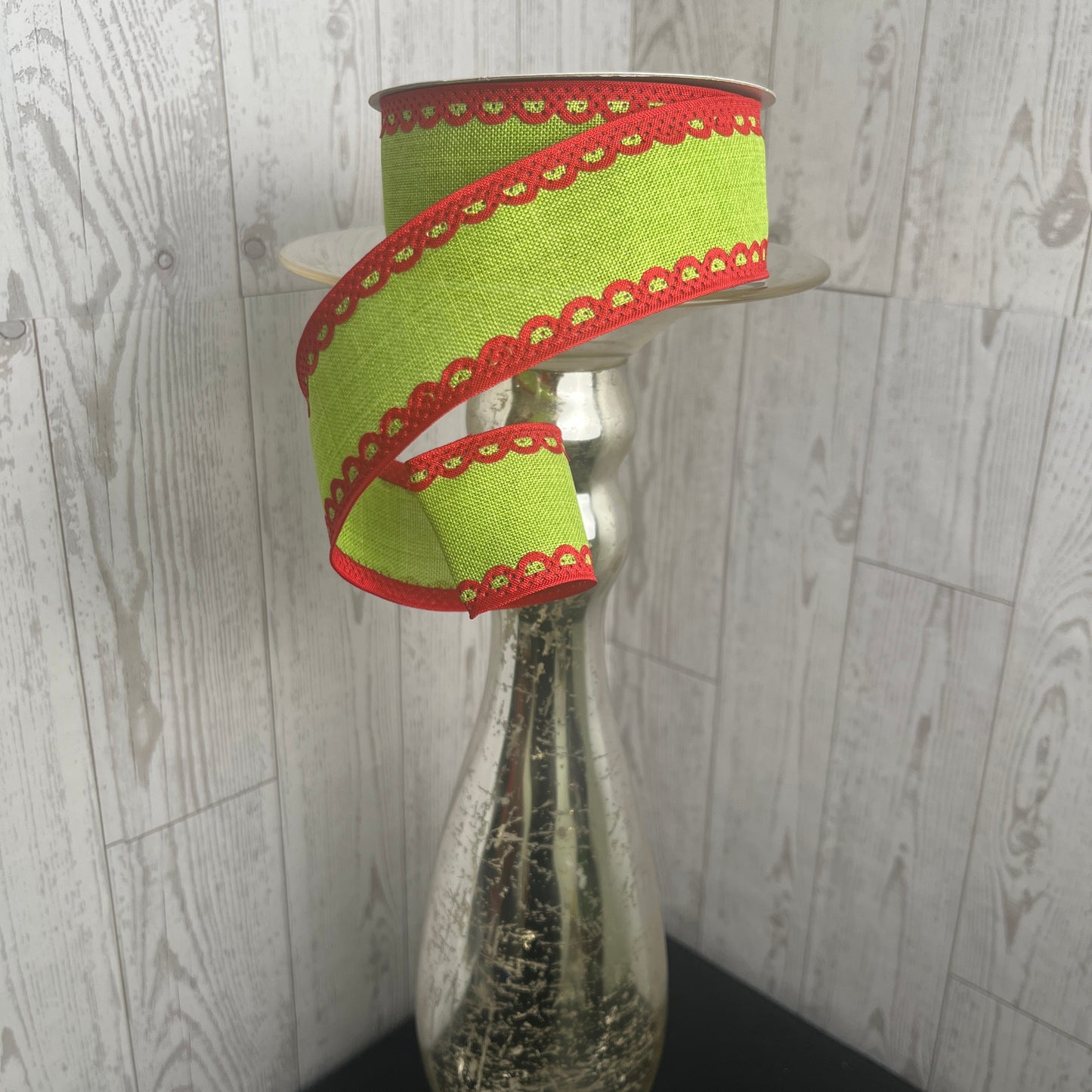 1.5"X10YD ROYAL BURLAP Lime Red