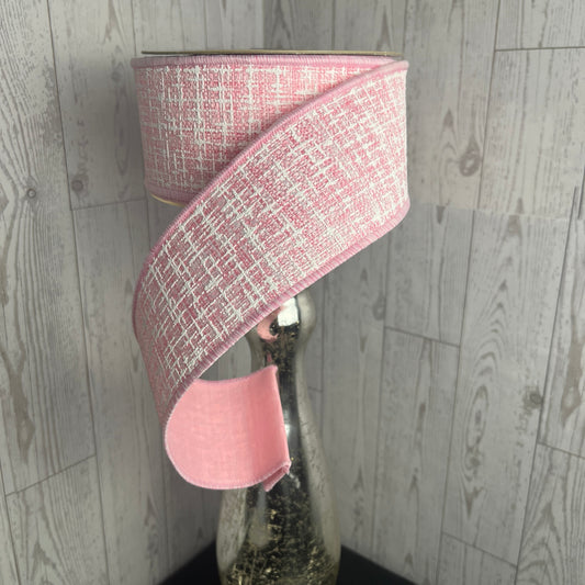 2.5"X10YD KNIT LOOK TEXTURE/FUSED Pink White