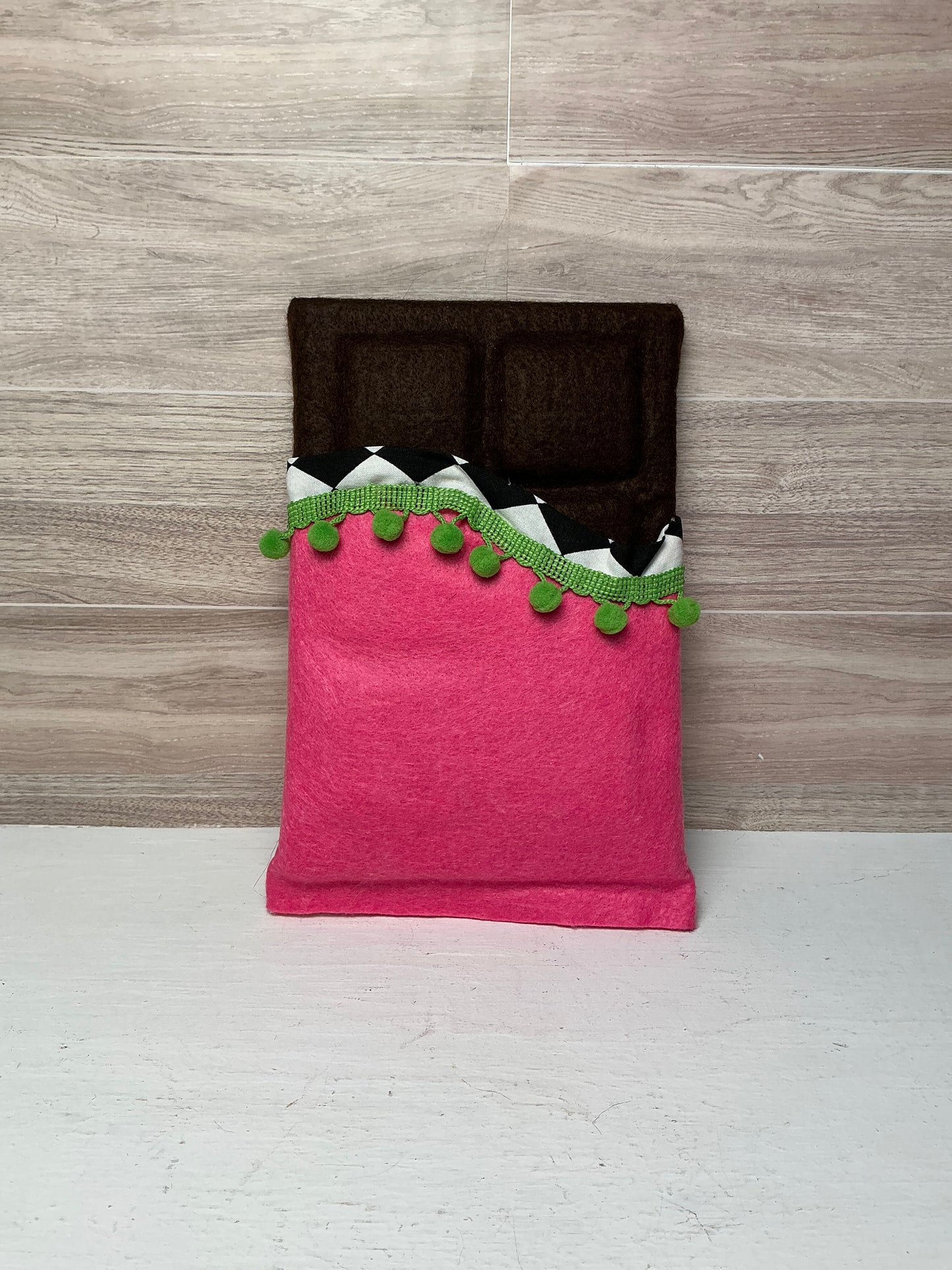 Faux Chocolate Candy Bar - Neon Pink Lime Green W Harlequin trim