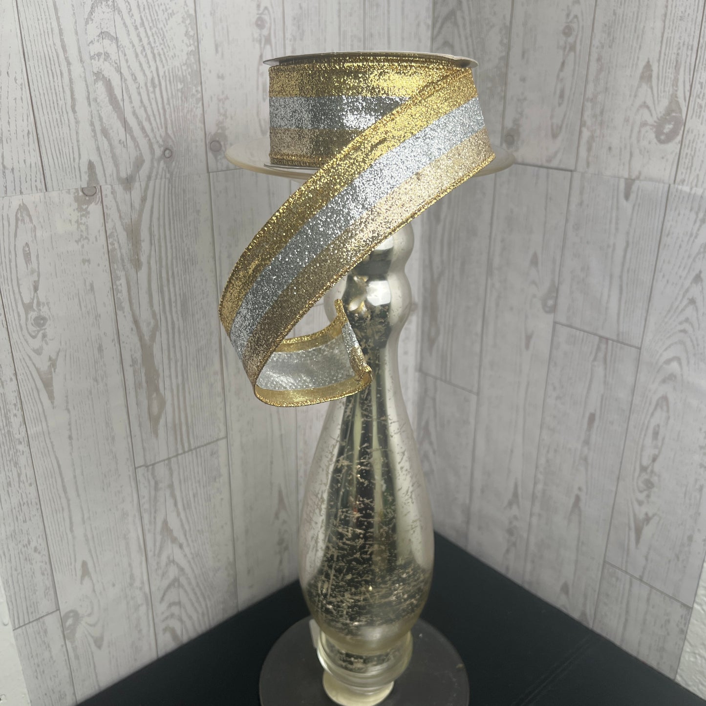 1.5"X10YD 3-IN-1 GLITTER Gold Silver Champagne