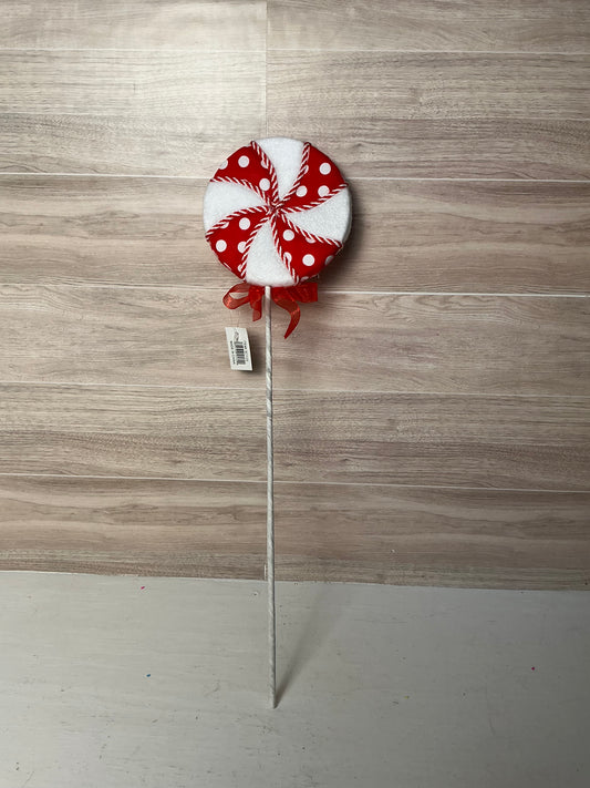 18"L X 4.75" DIA Fabric Lollipop Red/ White