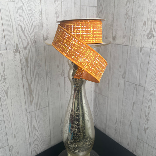 1.5"X10YD STITCHED LINES, Pumpkin, White, Orange Yellow