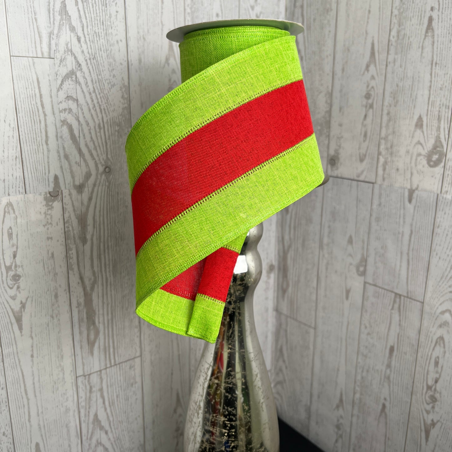 4"X10YD 3 COLOR 3-IN-1 ROYAL BURLAP Red Lime