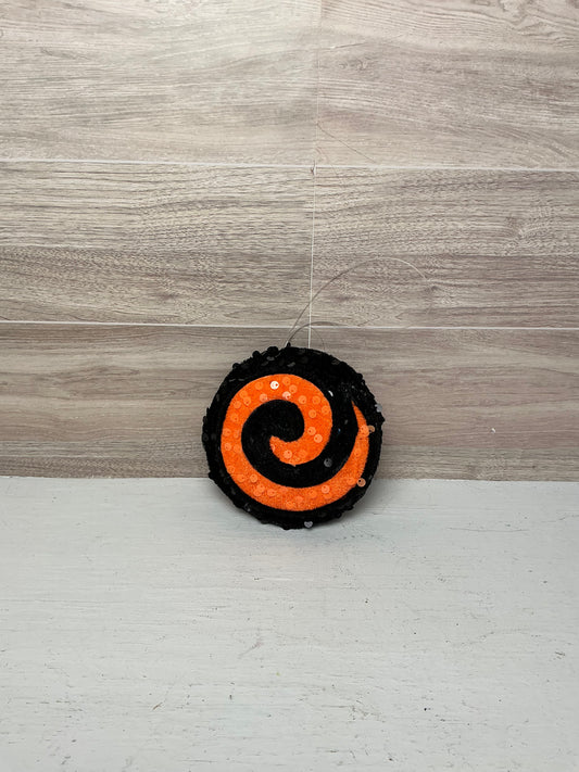 4" DIA Halloween Swirl Peppermint Lollipop Ornament