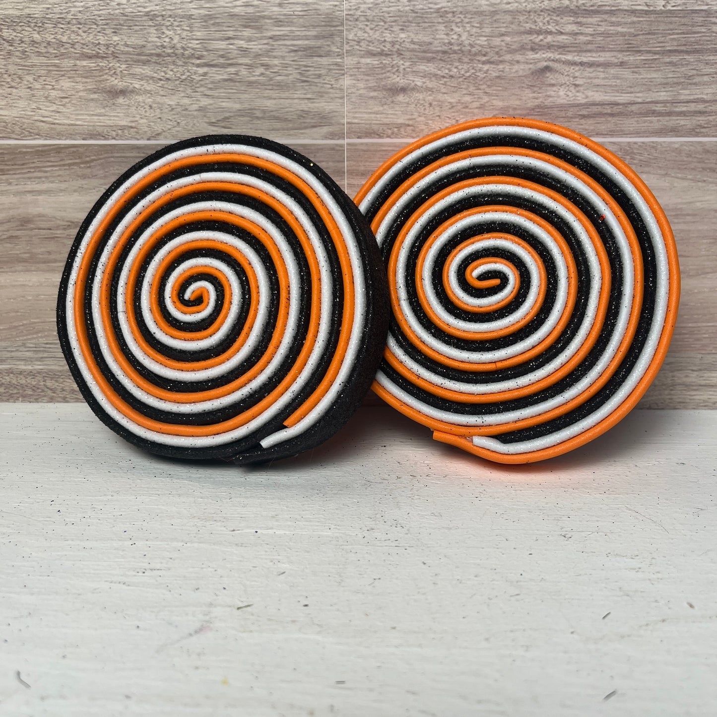 Halloween Orange, Black , White Faux Handmade Lollipops - SET 2