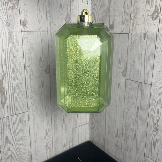 7"L X 4"W GLITTER RECTANGLE GEM ORN- Sage Green
