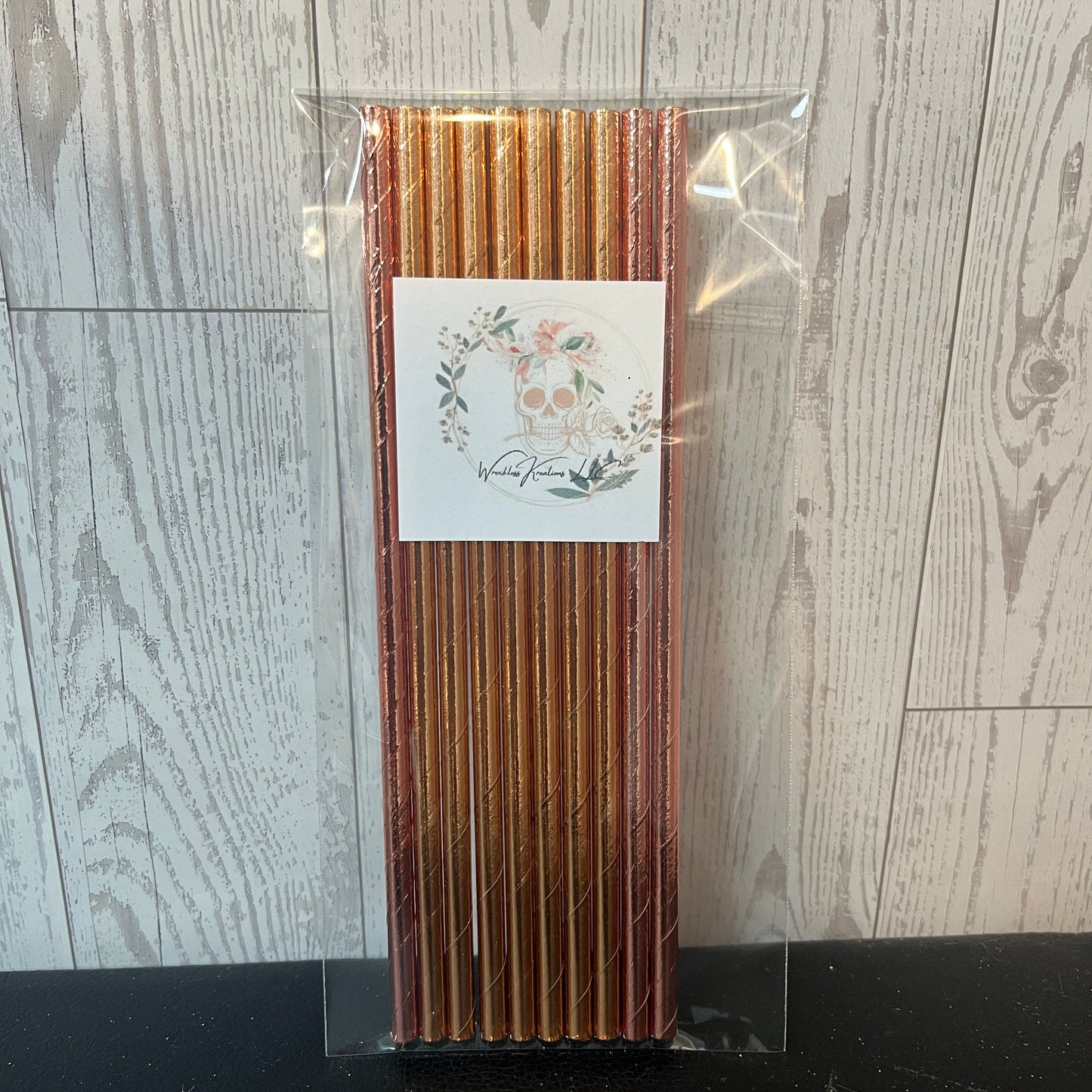 Paper Straws (10 pack) Metallic Pink