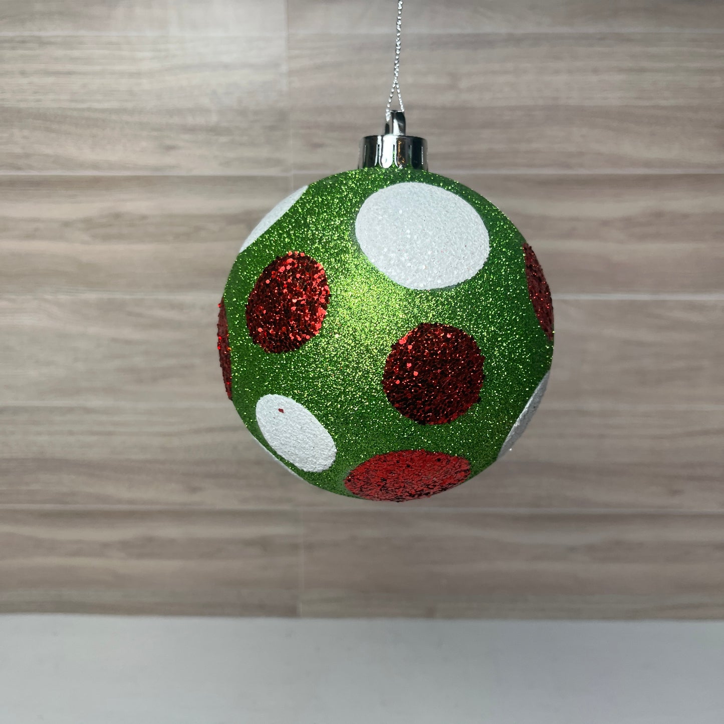 Lime Green, Red & White Polka Dot Ornament Ball
