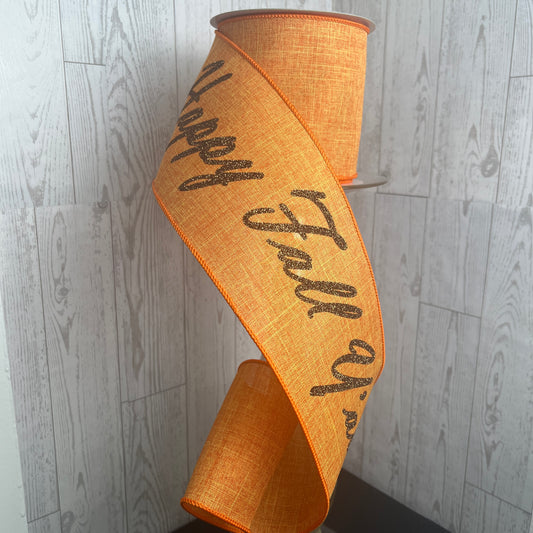 4"X10YD HAPPY FALL Y'ALL Orange Chocolate